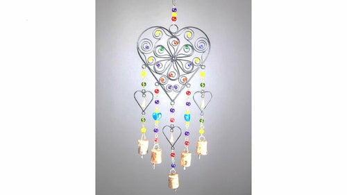 Beaded Heart colored glass chime